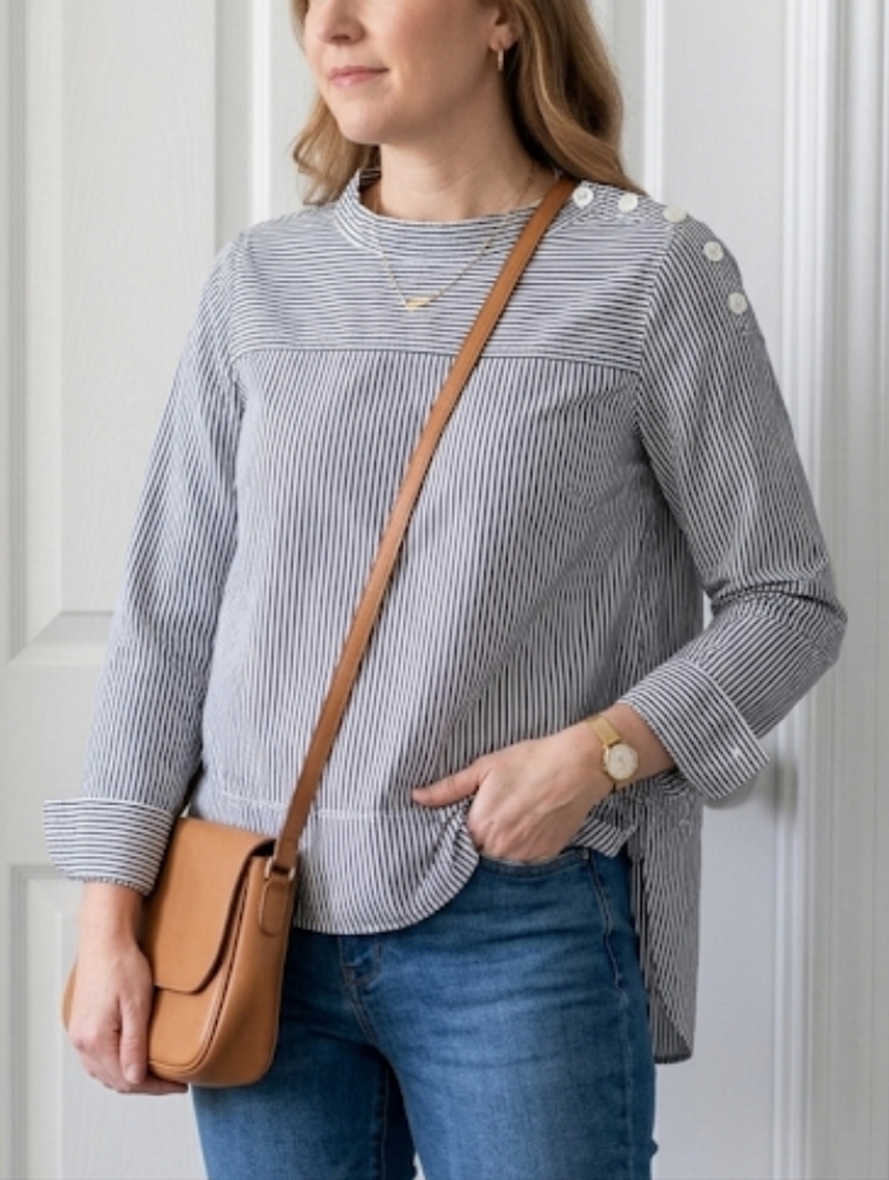 J.Crew striped blouse size 4 black white cotton top